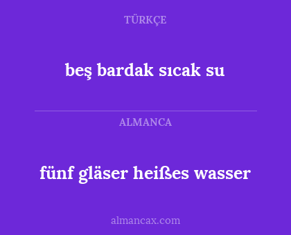 fünf gläser heißes wasser - beş bardak sıcak su
