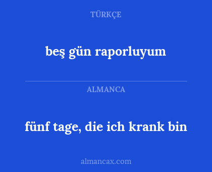 fünf tage, die ich krank bin - beş gün raporluyum