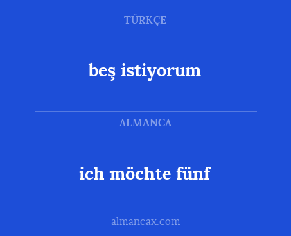 beş istiyorum - ich möchte fünf