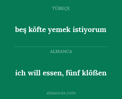 beş köfte yemek istiyorum - ich will essen, fünf klößen