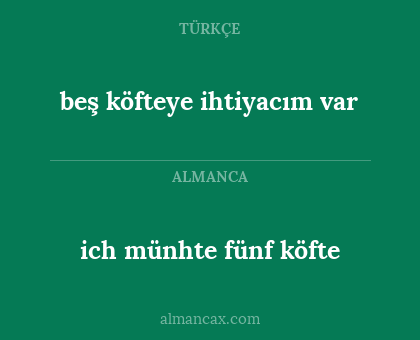 beş köfteye ihtiyacım var - ich münhte fünf köfte