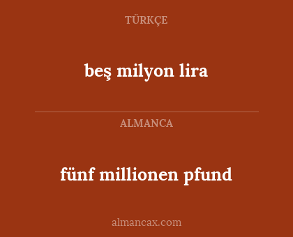 beş milyon lira - fünf millionen pfund