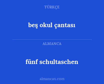 fünf schultaschen - beş okul çantası