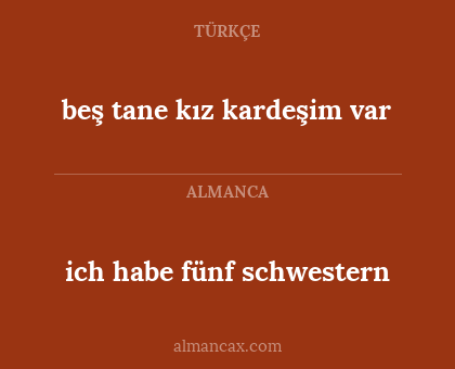 beş tane kız kardeşim var - ich habe fünf schwestern