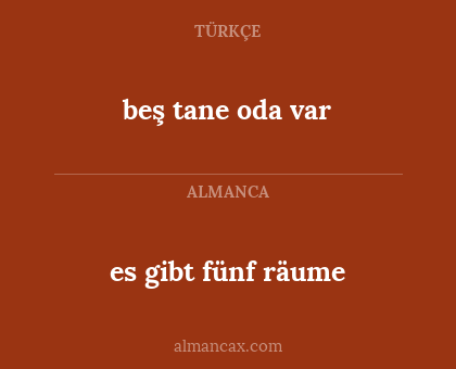 es gibt fünf räume - beş tane oda var