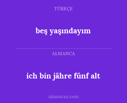 ich bin jähre fünf alt - beş yaşındayım