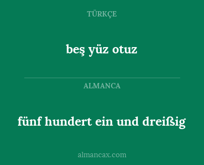 beş yüz otuz - fünf hundert ein und dreißig