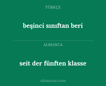 beşinci sınıftan beri - seit der fünften klasse