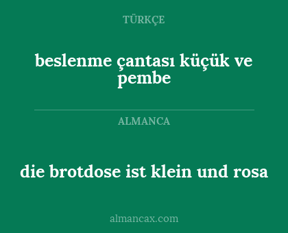 beslenme çantası küçük ve pembe - die brotdose ist klein und rosa