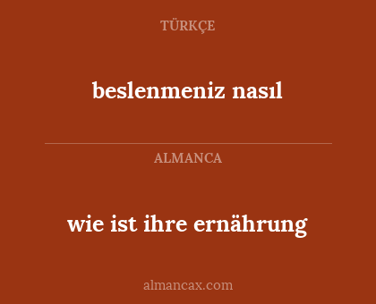 beslenmeniz nasıl - wie ist ihre ernährung
