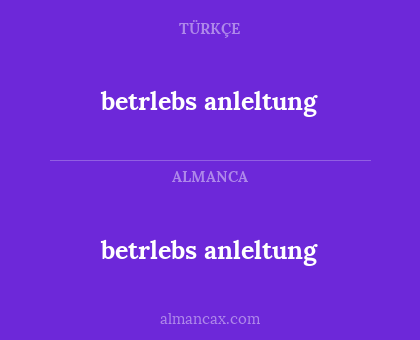 betrlebs anleltung - betrlebs anleltung