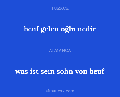 beuf gelen oğlu nedir - was ist sein sohn von beuf