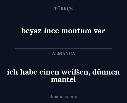 beyaz ince montum var - ich habe einen weißen, dünnen mantel