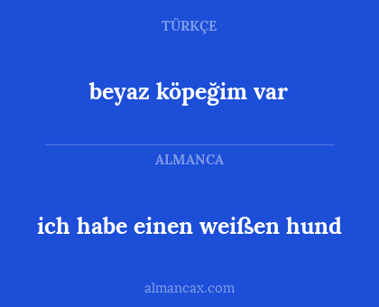 beyaz köpeğim var - ich habe einen weißen hund