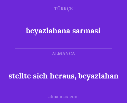 stellte sich heraus, beyazlahan - beyazlahana sarmasi