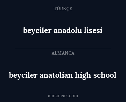 beyciler anadolu lisesi - beyciler anatolian high school