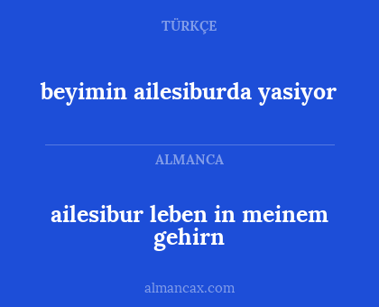 beyimin ailesiburda yasiyor - ailesibur leben in meinem gehirn
