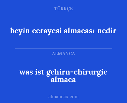 beyin cerayesi almacası nedir - was ist gehirn-chirurgie almaca