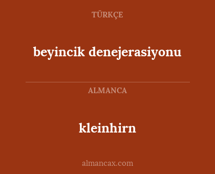 kleinhirn - beyincik denejerasiyonu