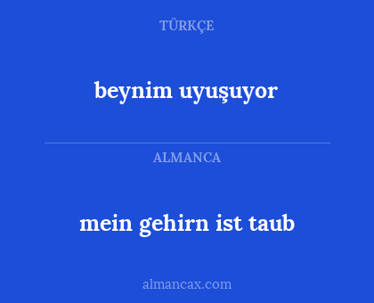 beynim uyuşuyor - mein gehirn ist taub