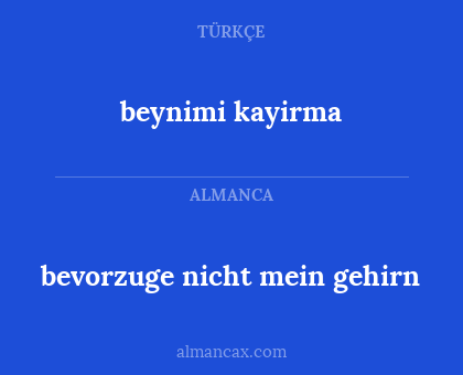 bevorzuge nicht mein gehirn - beynimi kayirma