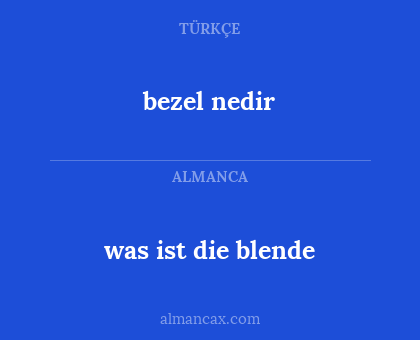 bezel nedir - was ist die blende