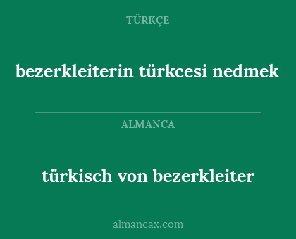 türkisch von bezerkleiter - bezerkleiterin türkcesi nedmek