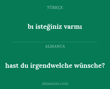 bı isteğiniz varmı - hast du irgendwelche wünsche?