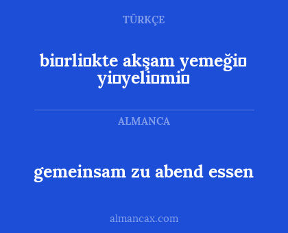 gemeinsam zu abend essen - bi̇rli̇kte akşam yemeği̇ yi̇yeli̇mi̇