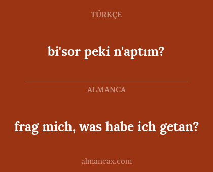 bi'sor peki n'aptım? - frag mich, was habe ich getan?