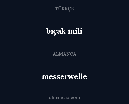 messerwelle - bıçak mili