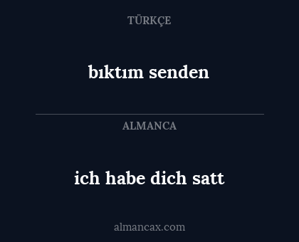 ich habe dich satt - bıktım senden