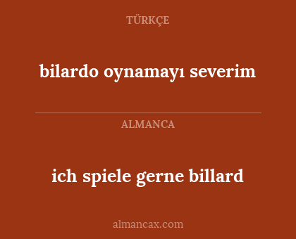 bilardo oynamayı severim - ich spiele gerne billard