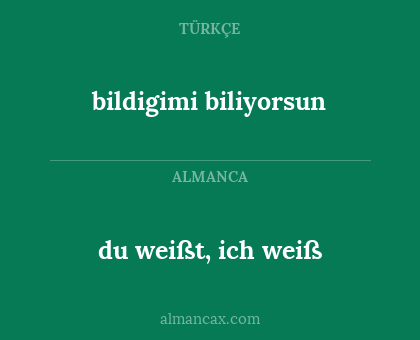 du weißt, ich weiß - bildigimi biliyorsun