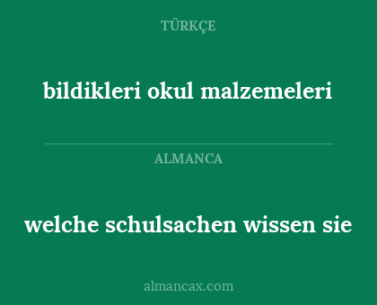 bildikleri okul malzemeleri - welche schulsachen wissen sie