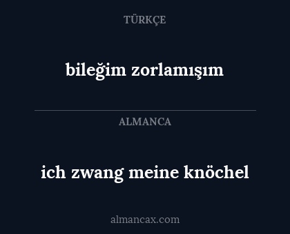 bileğim zorlamışım - ich zwang meine knöchel