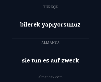 sie tun es auf zweck - bilerek yapıyorsunuz