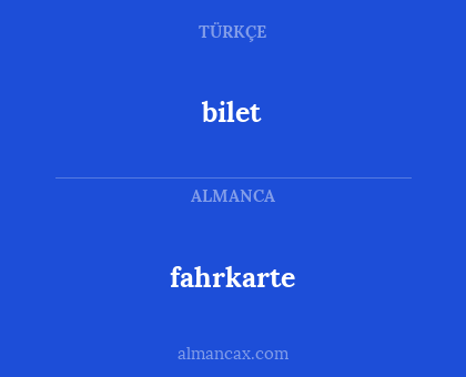 bilet - fahrkarte