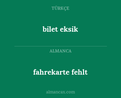 bilet eksik - fahrekarte fehlt