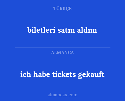 ich habe tickets gekauft - biletleri satın aldım