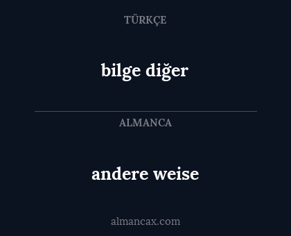 andere weise - bilge diğer