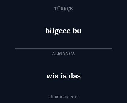 wis is das - bilgece bu