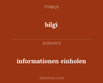 bilgi - informationen einholen