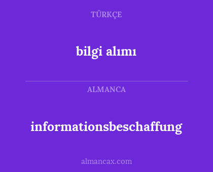 bilgi alımı - informationsbeschaffung