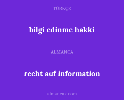 recht auf information - bilgi edinme hakki