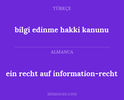 ein recht auf information-recht - bilgi edinme hakki kanunu