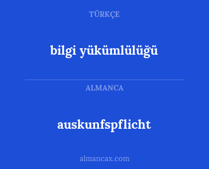 auskunfspflicht - bilgi yükümlülüğü