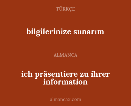 ich präsentiere zu ihrer information - bilgilerinize sunarım
