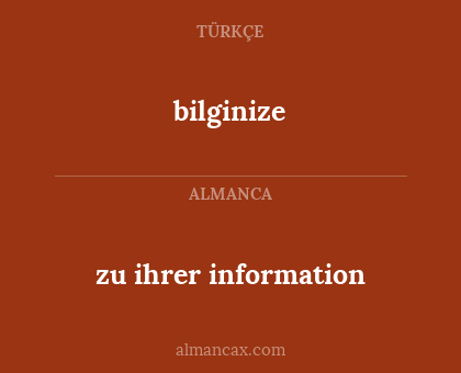 zu ihrer information - bilginize