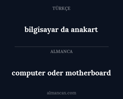 computer oder motherboard - bilgisayar da anakart